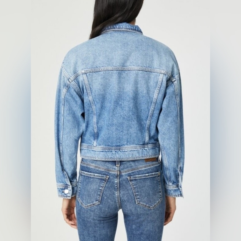 Mavi Rosie Cropped Denim Jacket Blue Button Front Size XL - Picture 2 of 16